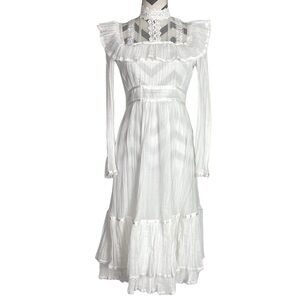 Gunne Sax Dress Womens Size Small Vintage 70s Wedding Dress Cottagecore Lace EUC